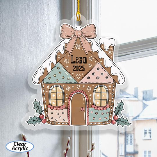 Discover Custom Sweet Cookies House Ornament, Gingerbread Home With Bow Christmas Suncatcher, Family Our First Home Keepsake, Women Home Decor MYK219