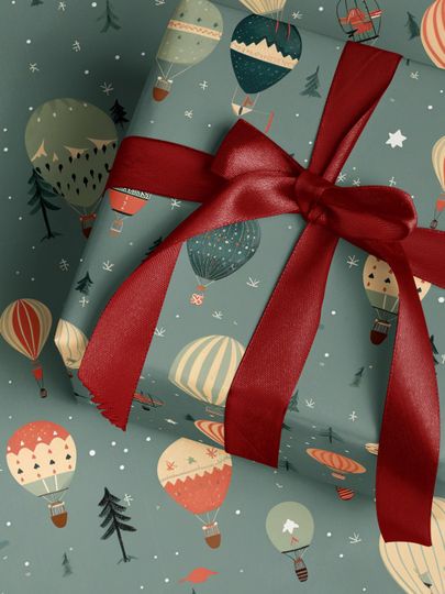 Discover Hot Air Balloon Wrapping Paper Kids Birthday Christmas Wrapping Paper Roll Whimsical Holiday Gift Wrap Roll Festive Christmas for Boys Girls