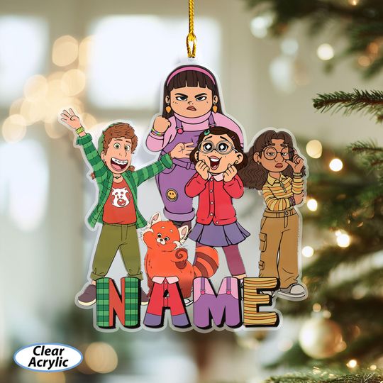 Discover Personalized Turning Red Ornament, Disney Mei Lee Panda Ornament, Abby Miriam Priya Mangal, Disneyland Christmas Family Tree Hanging, DTA061