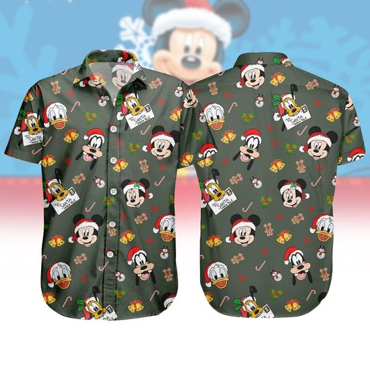Discover Mickey And Friend Christmas Button Shirt, Disney Mickey Santa Xmas Shirt, Disney Christmas Shirt, Christmas Gift