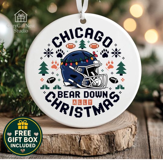 Discover Chicago Football Christmas Ornament  Custom Name Keepsake