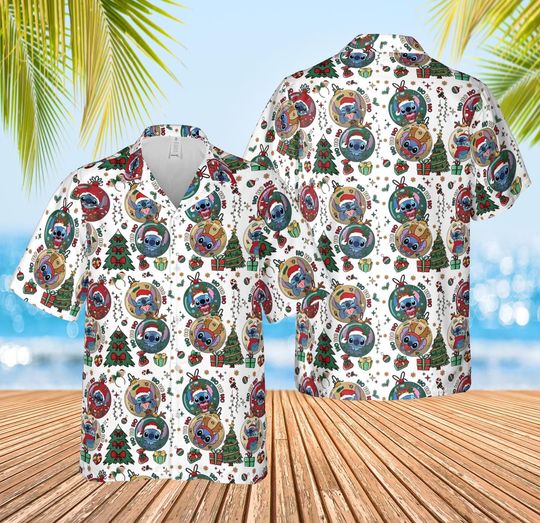 Discover Funny Stitch Christmas Hawaiian Shirt, Disney Stitch Holiday Tee, Lilo and Stitch Xmas Party Shirt