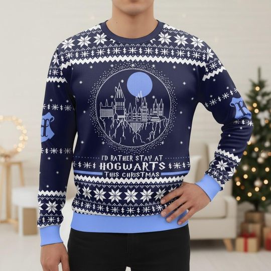 Discover Magic Castle Ugly Christmas Sweater, Wizard School Xmas Sweater, Fantasy World Ugly Sweater, Winter Spell Sweater, Christmas Gift
