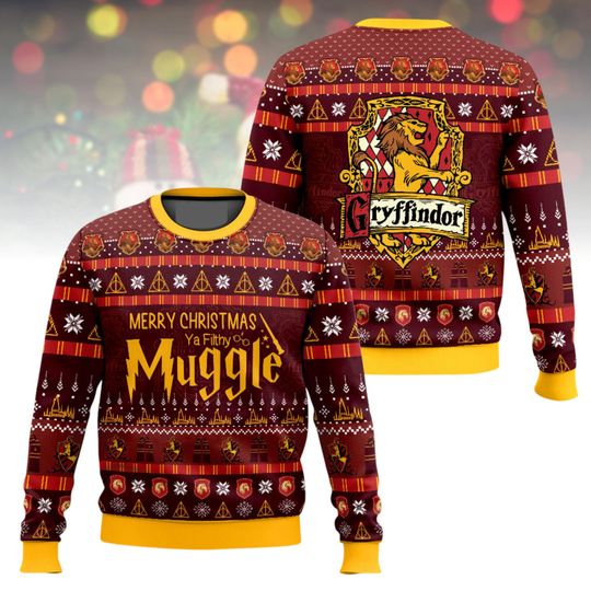 Discover Magic School Ugly Christmas Sweater, Wizard Holiday Xmas Sweater, Fantasy Spell Ugly Sweater, Red Enchanted Sweater, Christmas Gift