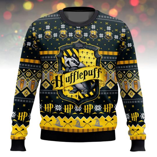 Discover Witty Wizard House Ugly Christmas Sweater, Magical School Xmas Sweater, Blue House Ugly Sweater, Fantasy Sweater, Christmas Gift