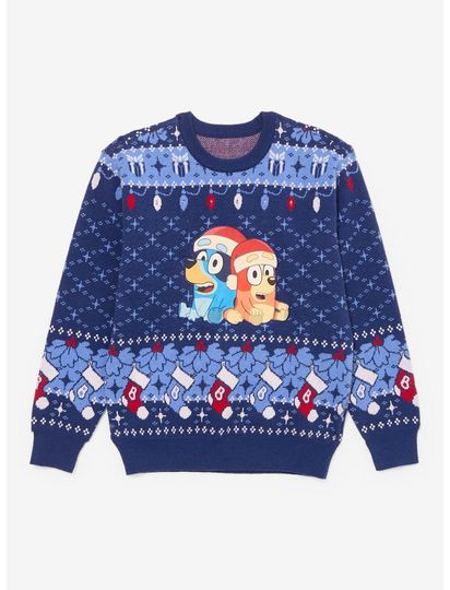 BlueyDad Christmas Sweater, Funny Ugly Holiday Jumper, BlueyDad Family Xmas Sweatshirt Gift for Kids and Adults Xmas Party Outfit