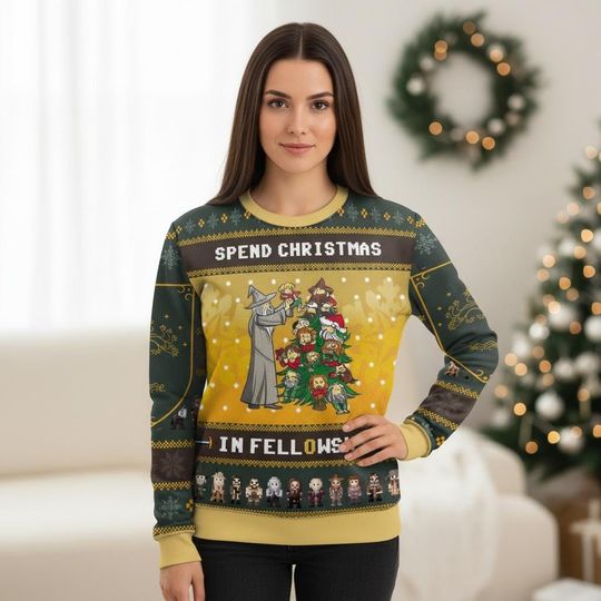 Discover Fantasy Fellowship Ugly Christmas Sweater, Wizard Xmas Sweater, Magical Group Ugly Sweater, Enchanted Party Sweater, Christmas Gift