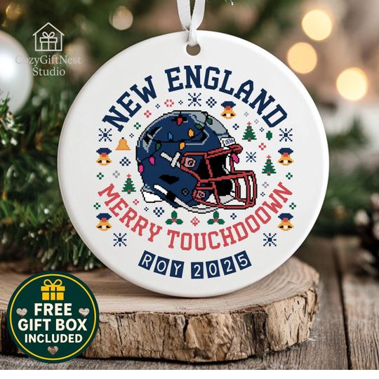 Discover New England Football Christmas Ornament  Custom Name Keepsake