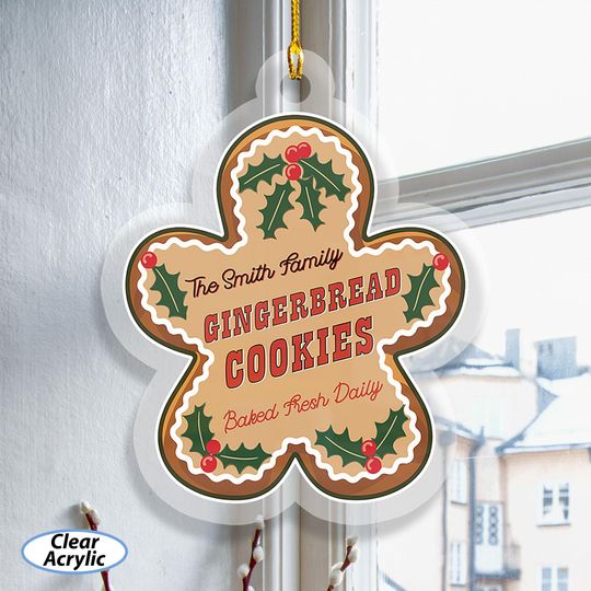 Discover Personalized Gingerbread Holly Ornament, Christmas Cookies Man Suncatcher, Ginger Holiday Keepsake, Family Name Xmas Tree Hanging, MYK211