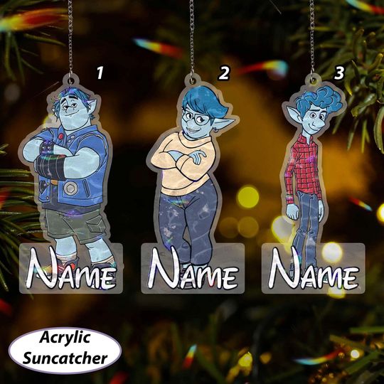 Discover Personalized Onward Ornament Christmas, Disney Onward Lightfoot Family Ornament, Barley Ian Laurel, Pixar Onward Kids Xmas Ornament, VTB491