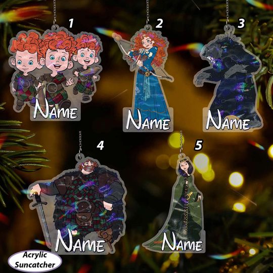 Discover Customized Brave Princess Ornament, Disney Merida Christmas Ornament, Elinor Fergus Harris Hubert Hamish, WDW Xmas Bear Family Decor, VTB487