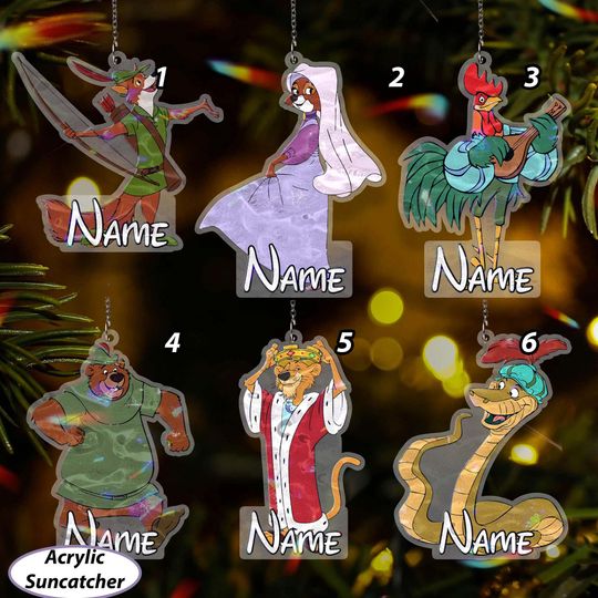 Discover Customized Robin Hood Ornament, Disney Robin Hood Safari Ornament, Robin Hood Christmas Party Decor, WDW Xmas Family Tree Hanging, VTB455