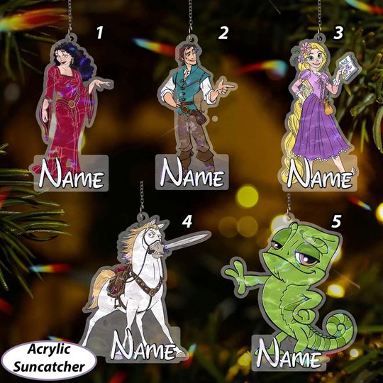 Discover Custom Tangled Princess Ornament, Rapunzel Christmas Ornament, Flynn Rider Mohter Gothel Pascal,  Disney Tangled Xmas Holiday Decor, VTB457