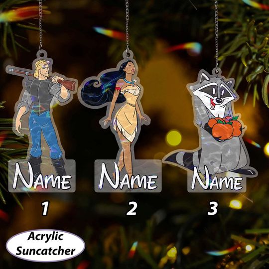 Discover Personalized Princess Pocahontas Ornament, Pocahontas Christmas Girls Ornament, John Smith Meeko, Disney Xmas Holiday Tree Hanging, VTB461
