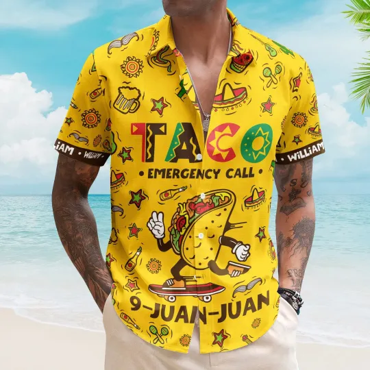 Taco bell hawaiian shirt, Emergency Call 9-Juan-Juan Mexican gift, holiday