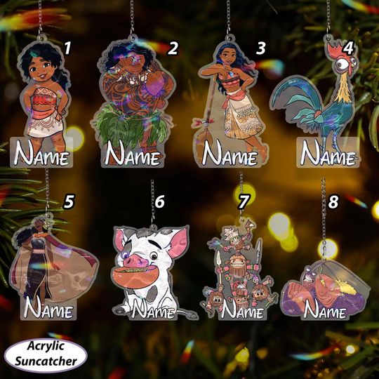 Discover Customized Disney Moana Ornament, Moana And Co  Christmas Ornament, Princess Moana Xmas Besties Ornament, Moana Holiday Tree Decor, VTB428
