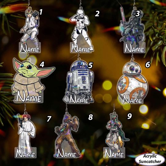 Discover Customized Starwars Xmas Ornament, Disney Star Wars Christmas Ornament, Darth Vader Baby Yoda R2D2 BB8, Star Wars Family Tree Decor, VTB400