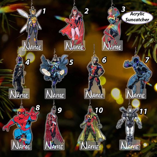 Discover Custom Avengers All Team Ornament, Disney Superhero Christmas Ornament, Spiderman Black Panther Wanda Vision, Marvel Xmas Tree Decor, VTB396