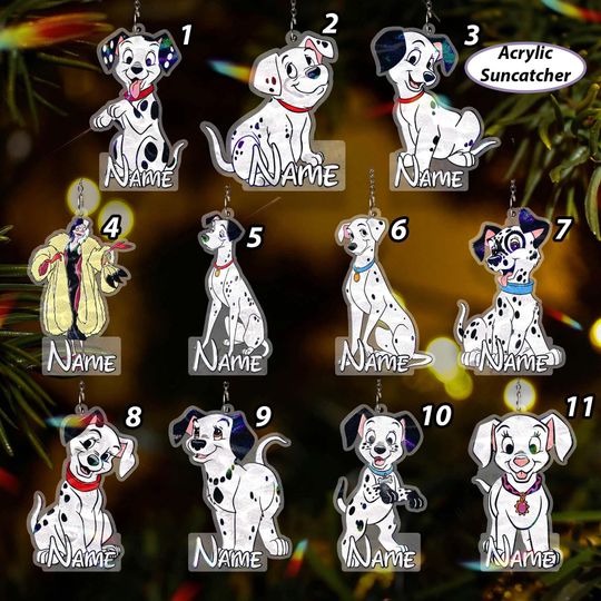 Discover Custom 101 Dalmatians Ornament, Dalmatians Christmas Kids Ornament, Cruella Pongo Perdita Rolly Lucky Patch, Disney Dog Lover Gift, VTB453
