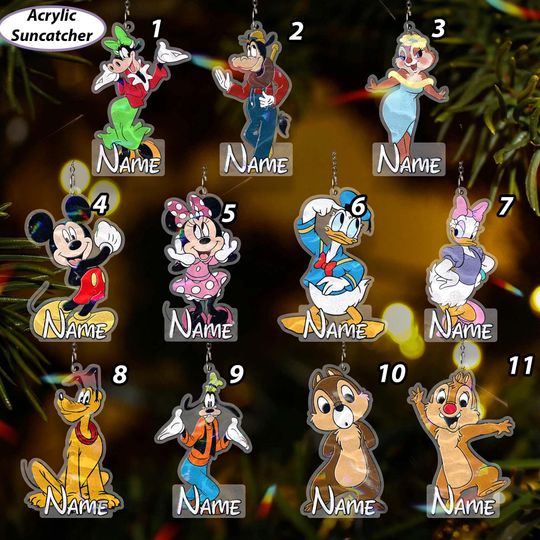 Discover Custom Mickey & All Friends Ornament, Mickey And Minnie Couple Ornament, Chip N Dale Christmas Ornament, Disney Holiday Tree Hanging VTB402