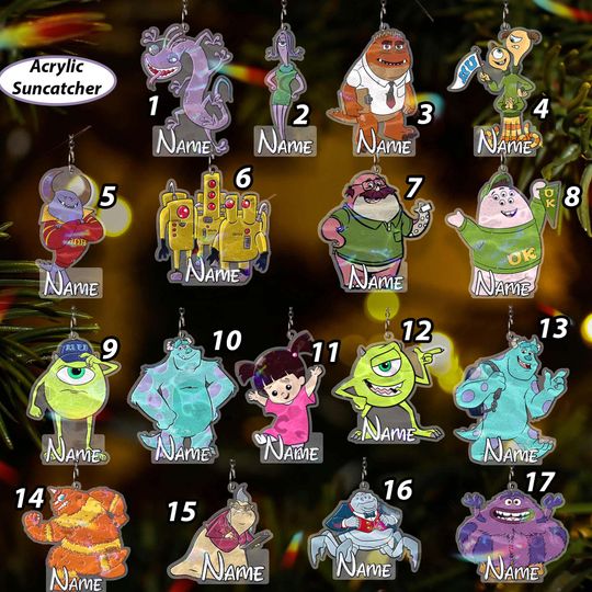 Discover Customized Pixar Monsters Ornament, Disney Monster Inc Ornament, Monsters University Xmas Ornament, WDW Family Christmas Tree Decor, VTB418