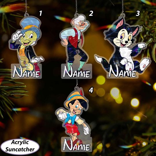 Discover Custom Pinocchio Christmas Ornament, Disney Pinocchio Puppet Kids Ornament, Geppetto Jiminy Figaro, Pinocchio Xmas Family Tree Decor, VTB435