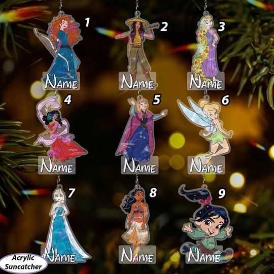 Discover Personalized Princess Xmas Ornament, Disney Princess Girls Ornament, Anna Elsa Vanellope Rapunzel Tinkerbell, WDW Holiday Tree Decor, VTB406
