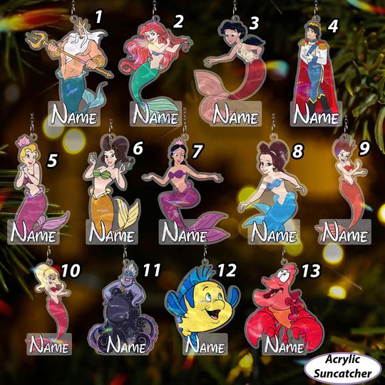 Discover Customized The Little Mermaid Ornament, Ariel Princess Christmas Ornament, Ariel And Eric Couple Home Decor, WDW Xmas Tree Hanging, VTB475