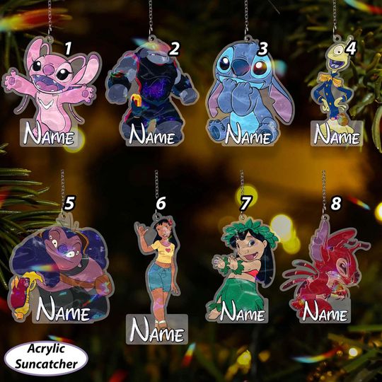 Discover Custom Christmas Lilo & Stitch Ornament, Disney Stitch Family Ornament, Stitch And Angel Couple Home Decor, WDW Holiday Tree Hanging, VTB422