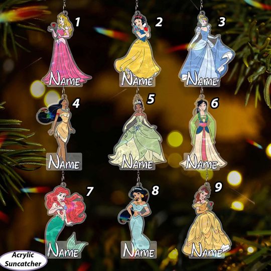 Discover Custom Princess Xmas Tree Ornament, Disney Princess Besties Ornament, Ariel Belle Tiana Jasmine Mulan, Disneyworld Xmas Tree Hanging, VTB406