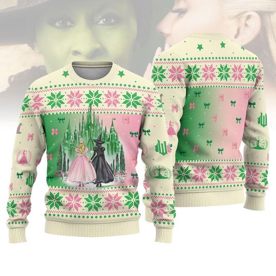 Wicked Musical Ugly Sweater, Broadway Musical Xmas Sweater, Wizard of Oz Inspired Gift, Glinda Elphaba Holiday, Xmas Gift For Her