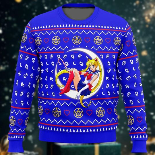 Discover Sailor Moon Ugly Christmas Sweater, Sailor Moon sweaters, Anime Sweater, Sailor Moon Holiday Sweater, Anime Christmas sweaters women, M