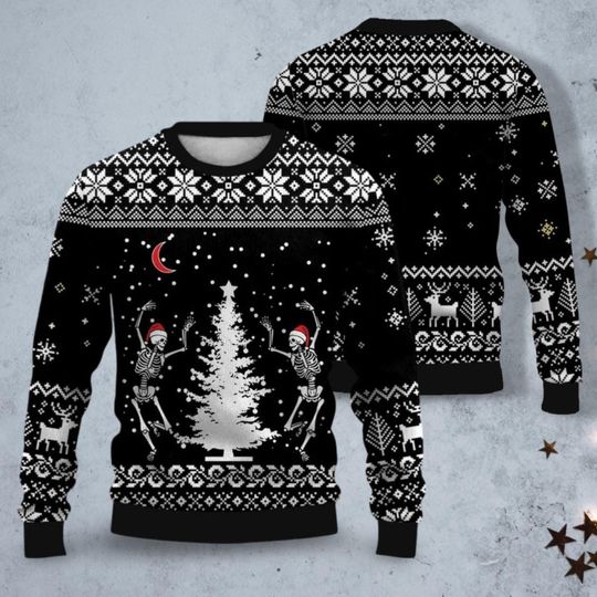 Dancing Skeleton Ugly Christmas Sweater, Skull Christmas Shirt, Skeleton Dancing Party Shirt, Christmas For Kids, Most Wonderful Time