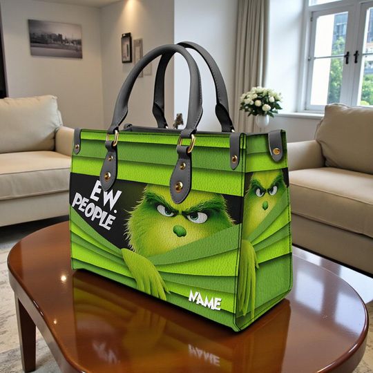 Discover Personalized Eow People Leather Bag, Green Handbag, Custom Green Leather Bag, Shopping Bag, Name Custom Bag