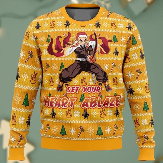 Discover Fantasy Fire Magic Ugly Christmas Sweater, Fantasy Sweaters, Fire Wizard Sweater, Xmas Holiday Gift for Fans, Christmas Geek Chic