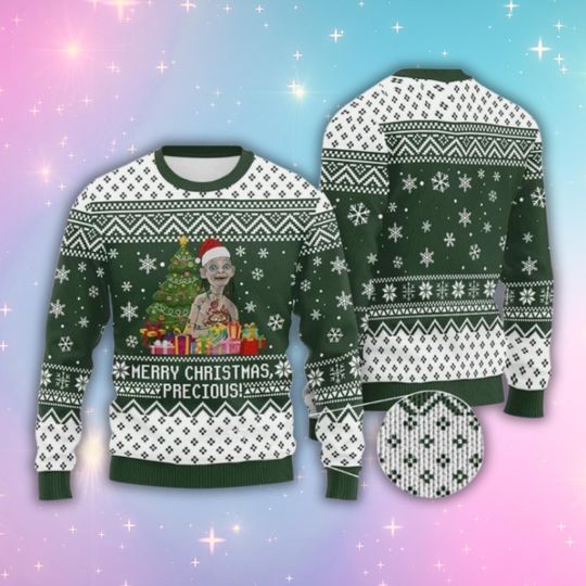 Discover Lord of the Rings Gollum Ugly Christmas Sweater, Smeagol Merry Christmas Precious Jumper, Unisex Knit, Geeky LOTR Fan Holiday Gift