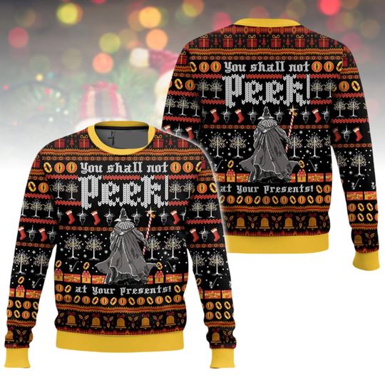 Discover Wizard Magic Ugly Christmas Sweater, Fantasy Xmas Sweater, No Peek Ugly Sweater, Dark Wizard Sweater, Christmas Gift