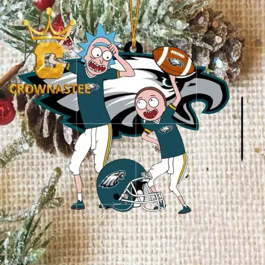 Discover XMAS Eagles Rick & Rickandmorty football Ornament