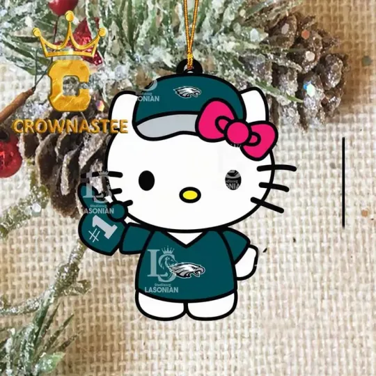 XMAS Philadelphia Eagles Hello Kitty Best Fan football Ornament