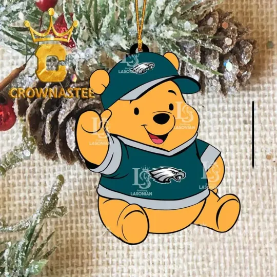 Discover XMAS Eagles Pooh Bear football Ornament