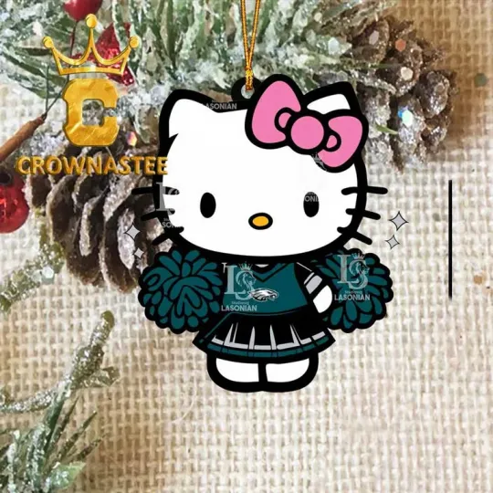 Discover XMAS Philadelphia Eagles Hello Kitty Cheerleader football Ornament