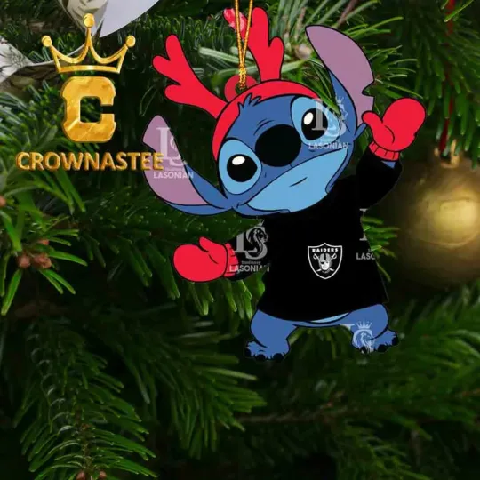 XMAS Las Vegas Raiders Stitch Santa football Christmas Ornament