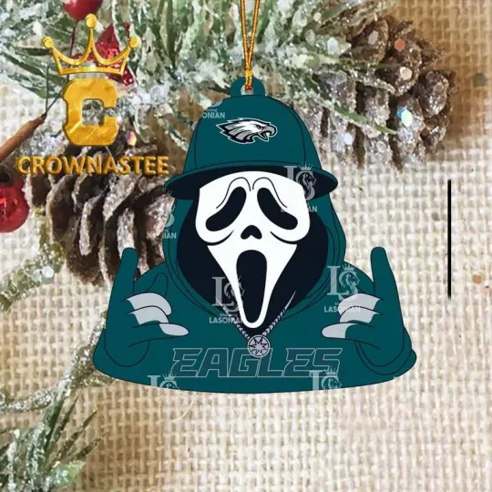 XMAS Philadelphia Eagles Ghostface football Christmas Ornament