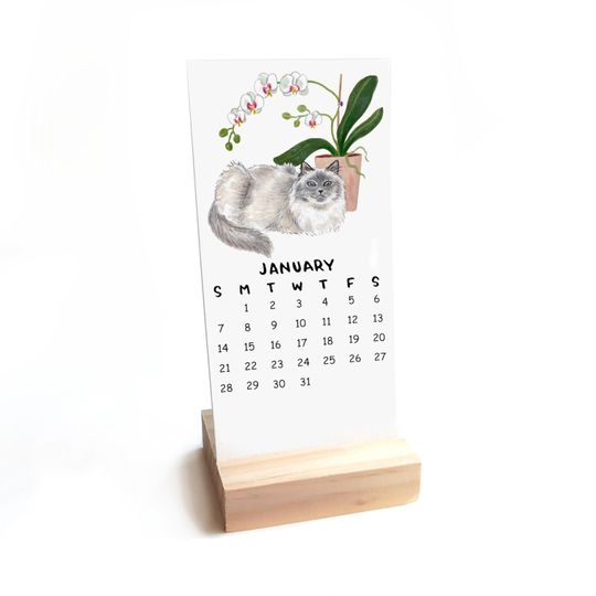 2026 Tiny Cats and Plants Vertical Desk Calendar