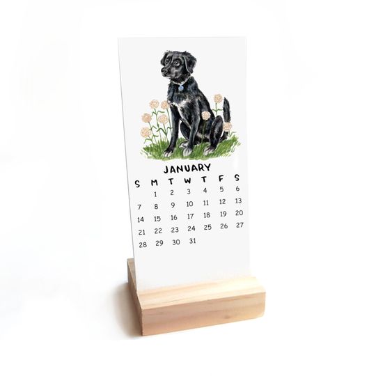 2026 Tiny Dogs & Flowers Vertical Desk Calendar