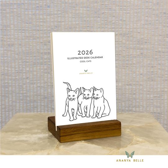 2026 Cats Desk Calendar, Minimalist Design, Cat Lover Gift