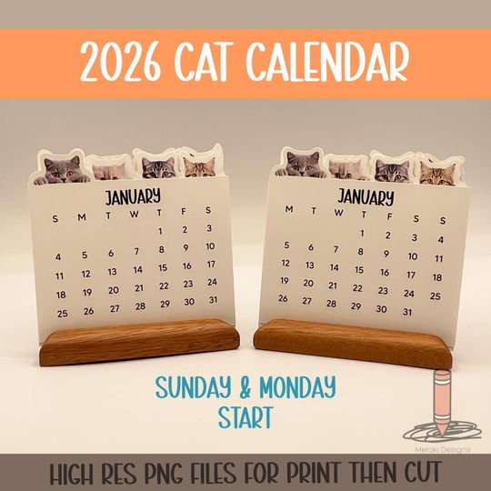 Discover 2026 Cute Cat Calendar | Printable Cat Lover Gift | Minimalist Desk Calendar | Digital Download for Home or Office