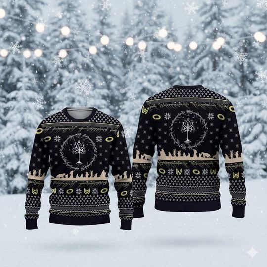 Discover LOTR One Mordor Christmas Ugly Sweater  The LOTR Sweatshirt For Fans  Funny Holiday Jumper - Movie Ugly Sweater