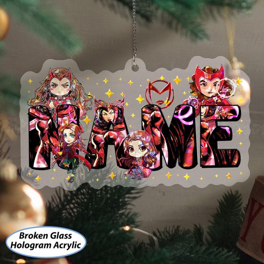 Custom Scarlet Witch Christmas Ornament, Wandavison Maximoff Chibi Ornament, Wanda Anti Hero Girls Decor, Marvel Avengers Xmas Gifts, NVA759