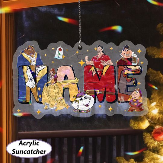 Discover Custom Beauty And Beast Ornament, Princess Belle Christmas Ornament, Gaston LeFou Cogsworth, Disney Fairy Tales Xmas Tree Hanging, NVA729